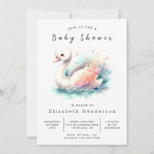 Fun Editable Swan Baby Shower Invitation