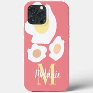 Fun Egg Pattern Name Pink iPhone 13 Pro Max Case