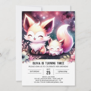 Fun Elegant Fox Birthday Invitation