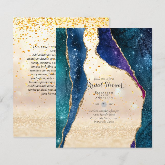 Fun Elegant, Glittery BUDGET Bridal Shower (Front/Back)