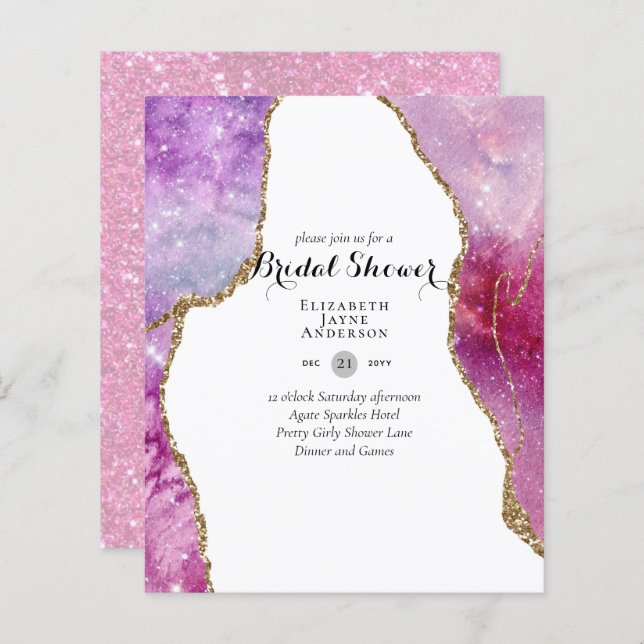 Fun Elegant, Glittery BUDGET Bridal Shower (Front/Back)