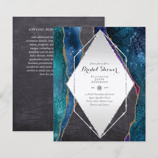 Fun Elegant, Glittery BUDGET Bridal Shower (Front/Back)