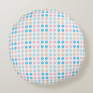 Fun Elegant Monogrammed Pink Blue Kids Lettering Round Cushion