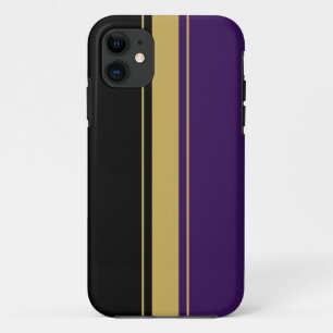 Fun Elegant Refined Black Purple Racing Stripes Case-Mate iPhone Case