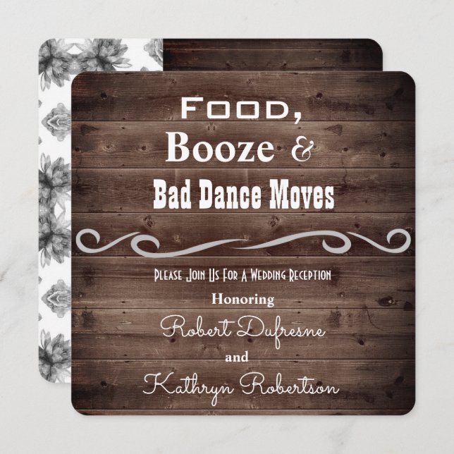 Fun, Elegant & Rustic Wedding Reception Invitation (Front/Back)