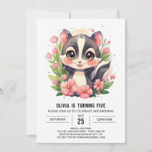 Fun Elegant Skunk Birthday Invitation