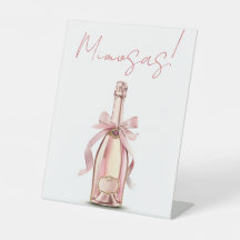 Fun elegant wedding mimosbar numbers pedestal sign