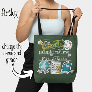 Fun Elementary Teacher Gift Name Grade  Tote Bag