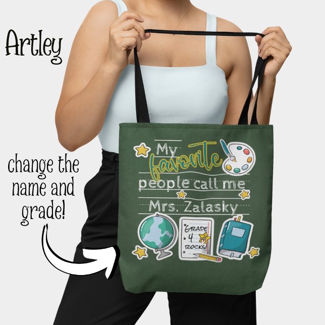 Fun Elementary Teacher Gift Name Grade  Tote Bag (Creator Uploaded)