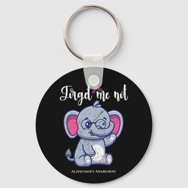Fun Elephant Flower Forget Me Not Heimerheimer Awa Key Ring (Front)