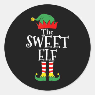 Fun Elf Christmas Pyjamas Family 1 Classic Round Sticker
