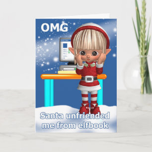 Fun Elf Holiday Greeting With Computer Card