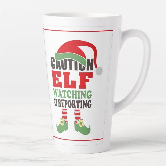 Fun ELF WATCHING Christmas Latte Mug (Right)