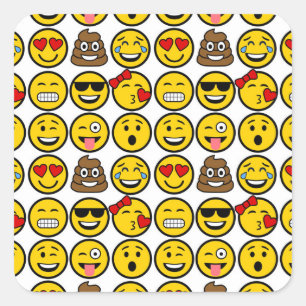 Fun Emoji Pattern Emotion Faces Square Sticker