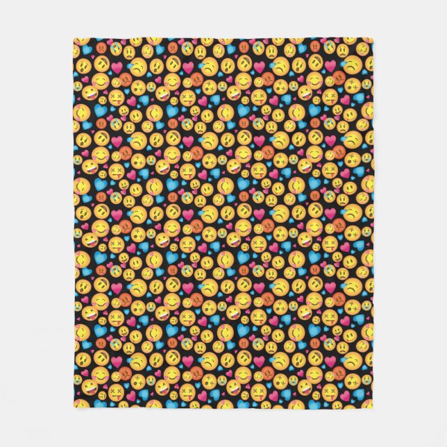 Fun Emoji Print Fleece Blanket (Front)