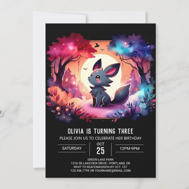 Fun Enchanted Wolf Birthday Invitation (Front)