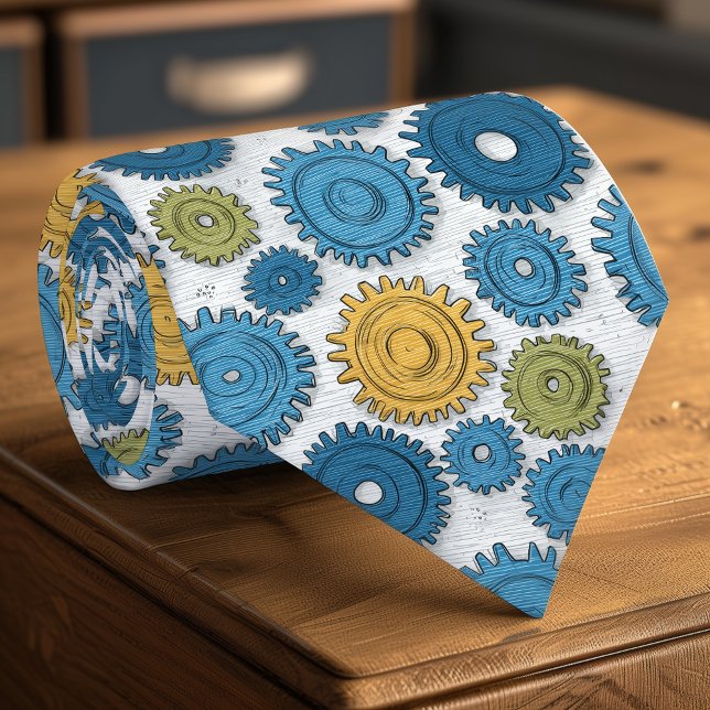 Fun Engineer-Inspired Cartoon Gear Men's Tie (Creator Uploaded)
