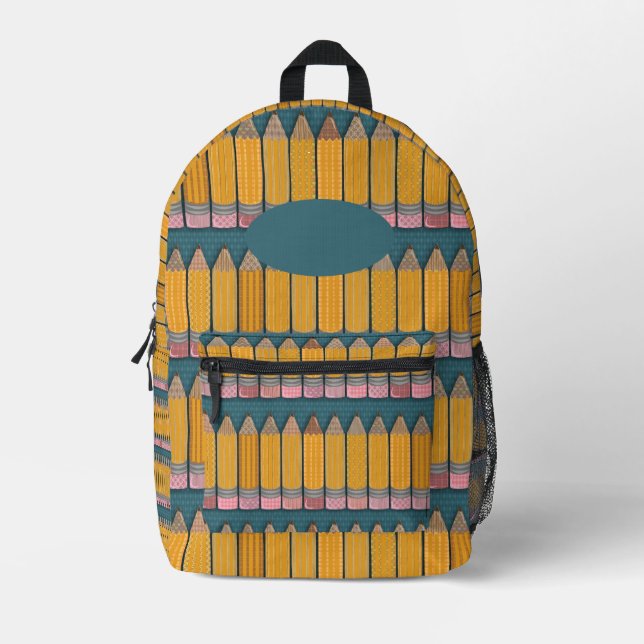 Fun Epic Illustrated Yellow Pencil Pattern Printed Backpack (Front)