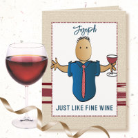 Fun Ethnic Male Cartoon Red Wine Classy Birthday