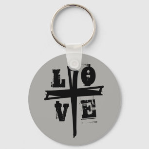 fun exciting CROSS with LOVE lettering   Key Ring