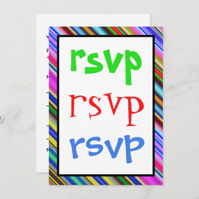 Fun, Exciting "rsvp" Card (Front/Back)