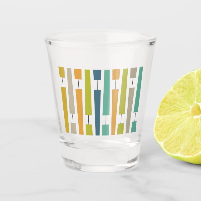 Fun Exclamation Points Geometric Midcentury Shot Glass (Front)