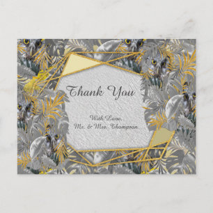 Fun Expressive in Yellow and Grey plant leaves Postcard