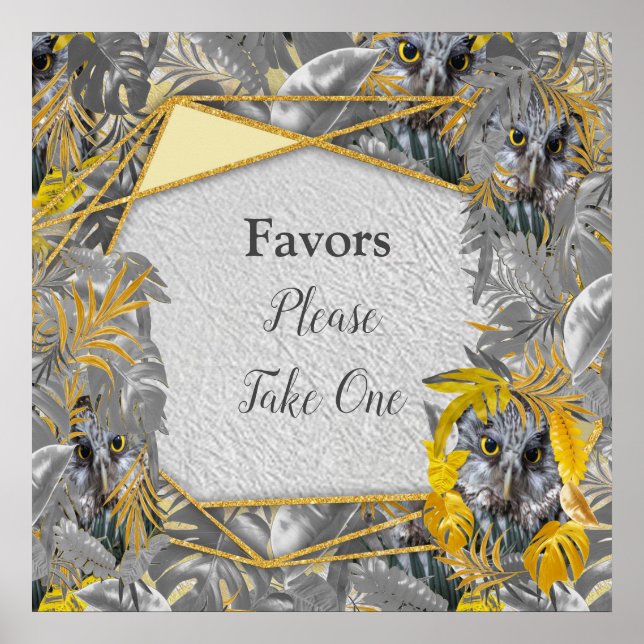 Fun Expressive in Yellow and Grey plant leaves Poster (Front)