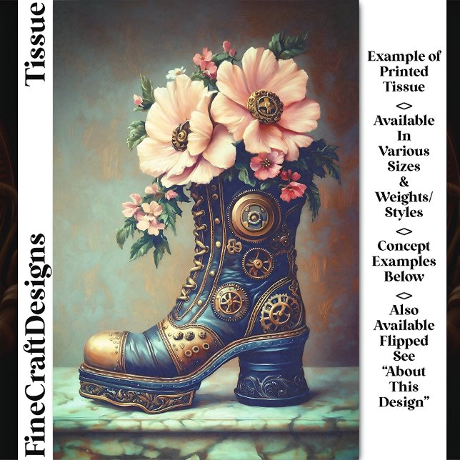Fun Extreme Steampunk Boot, Floral DG2LF Decoupage Tissue Paper (Creator Uploaded)