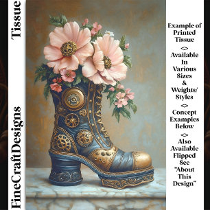 Fun Extreme Steampunk Boot, Floral DG2R Decoupage Tissue Paper