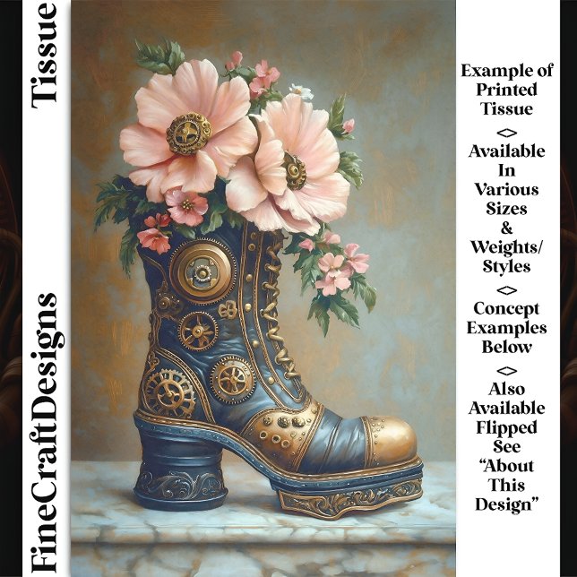 Fun Extreme Steampunk Boot, Floral DG2R Decoupage Tissue Paper (Creator Uploaded)