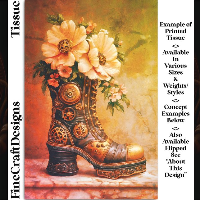 Fun Extreme Steampunk Boot, Floral DG2RG Decoupage Tissue Paper (Creator Uploaded)