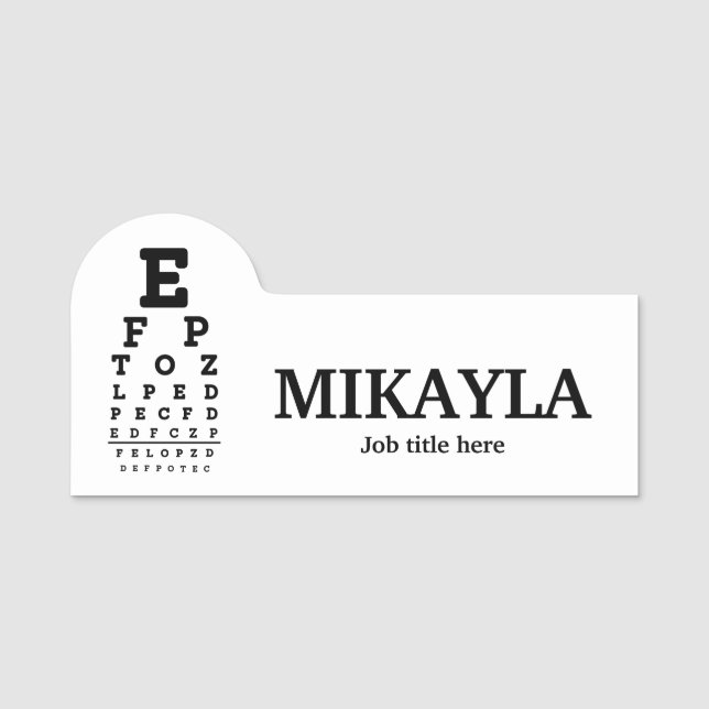 Fun Eyechart Optician Name Tag (Front)