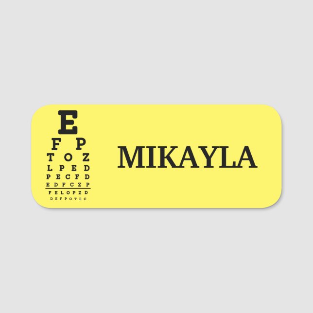 Fun Eyechart Optician Yellow Name Tag (Front)