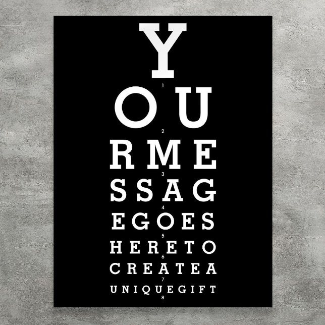 Fun Eyesight Test Chart Personalised Message (Fun Eyesight Test Chart Personalized Message)