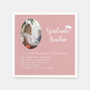 Fun Fact about Graduate Pink Photo Graduation Napkin
