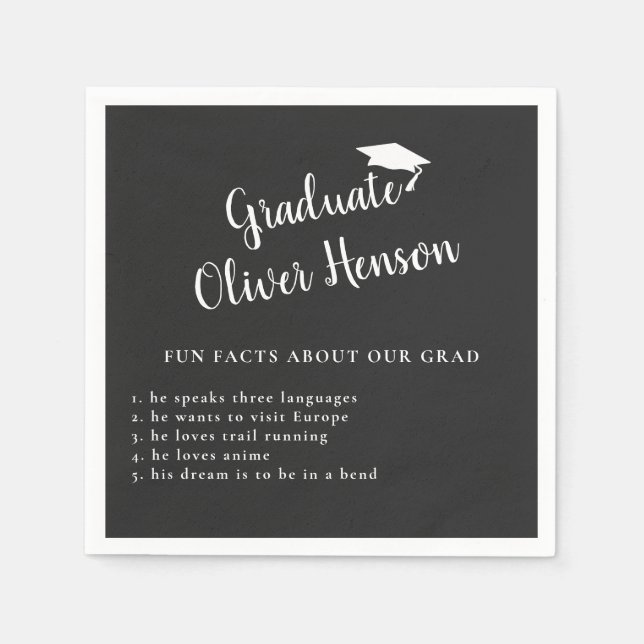Fun Fact about Graduate Simple Graduation Party Napkin (Front)