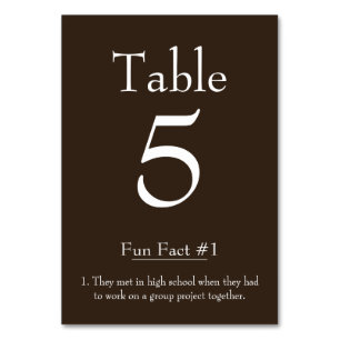 Fun Fact about the Bride and Groom Chocolate Brown Table Number