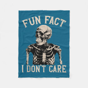 Fun Fact I Don’t Care Skull Funny Sarcastic Quote Fleece Blanket