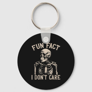 Fun Fact I Don’t Care Skull Funny Sarcastic Quote  Key Ring
