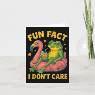 Fun Fact I Dont Care Frog Flamingo Sarcastic Adult Card