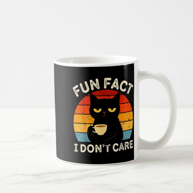 Fun Fact I Don't Care Funny Black Cat Saying Quote Coffee Mug (Right)