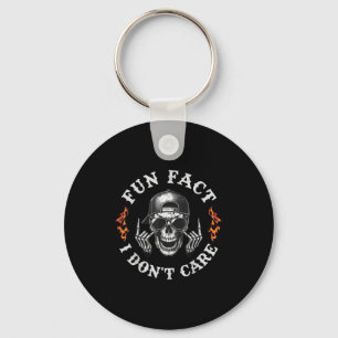 Fun Fact I Don't Care Funny Skeleton Sarcastic Adu Key Ring