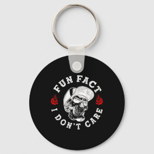 Fun Fact I Dont Care Funny Skeleton Sarcastic (on  Key Ring