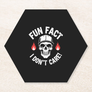 Fun Fact I Don't Care Funny Skeleton Saying (1) Paper Coaster