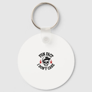 Fun Fact I Don't Care Funny Skeleton Saying (2) Key Ring
