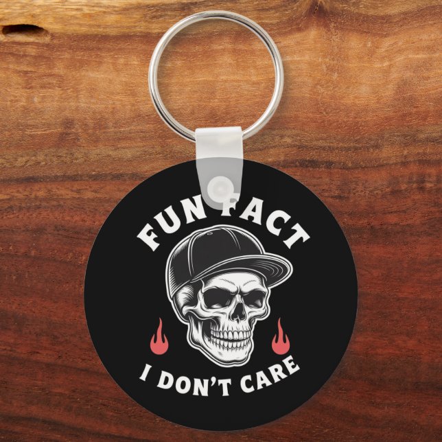 Fun Fact I Don't Care Funny Skeleton Saying Quote  Key Ring (Front)