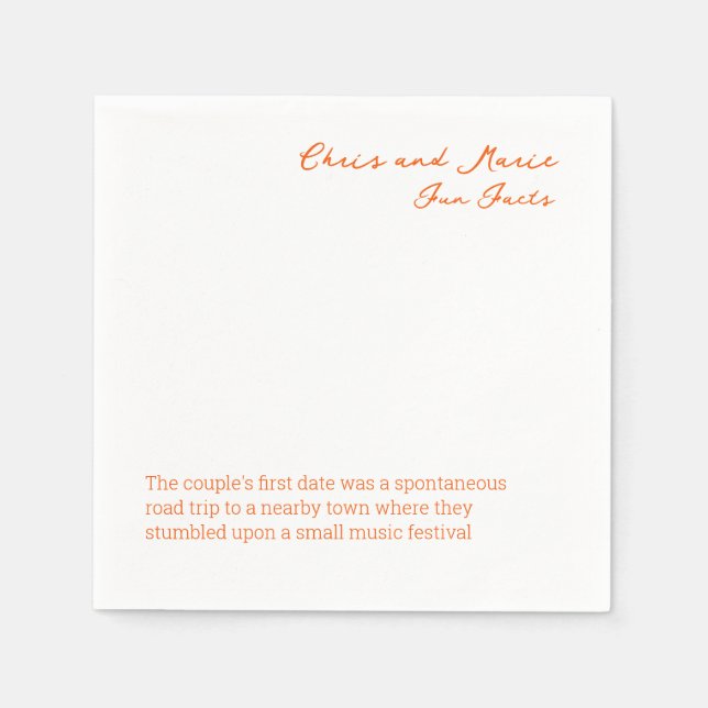 Fun Fact Napkin Wedding cocktail hour (Front)