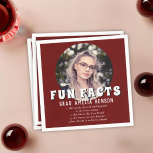 Fun Fact Red Graduate Photo Graduation   Napkin