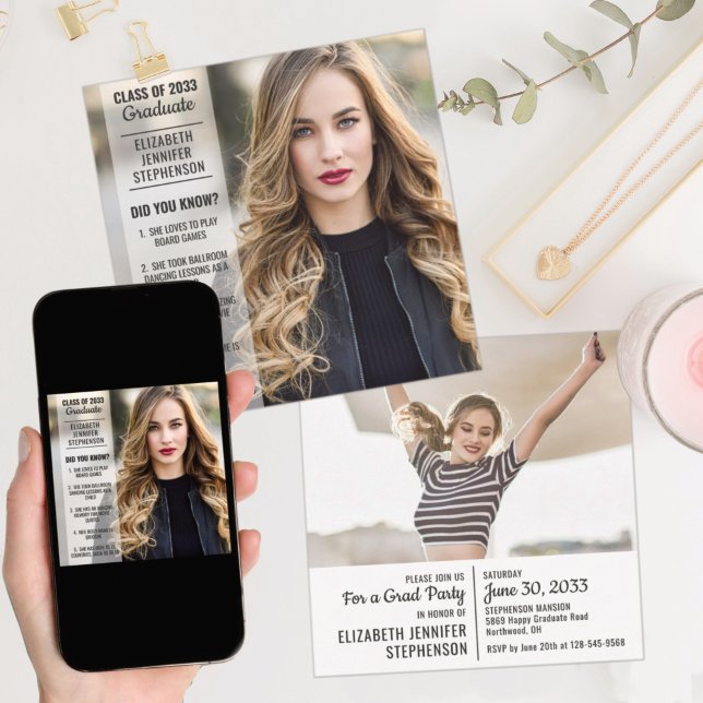 Fun facts 2 photo modern announcement graduation (Creator Uploaded)